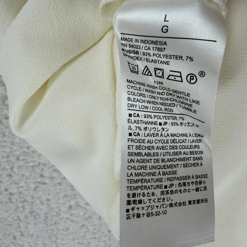 Banana Republic Blouse Womens Large White‎ Square Neck Puff Sleeve Stretch Top